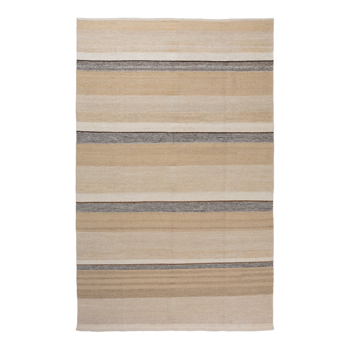 Beige Flatweave Wool Rug - 7'11" x 12'1"