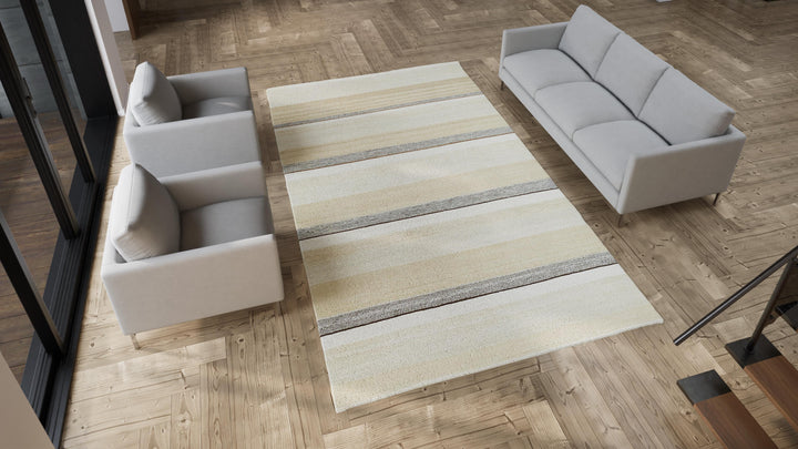 Beige Flatweave Wool Rug - 7'11" x 12'1"