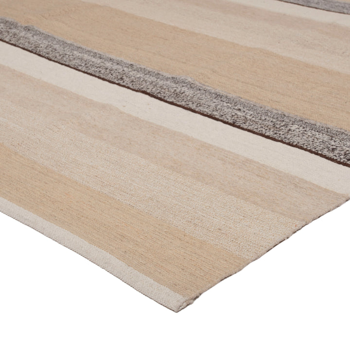 Beige Flatweave Wool Rug - 7'11" x 12'1"