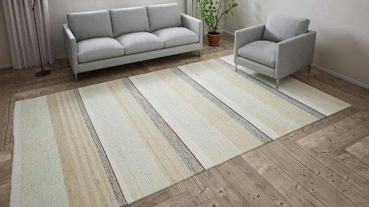 Beige Flatweave Wool Rug - 7'11" x 12'1"