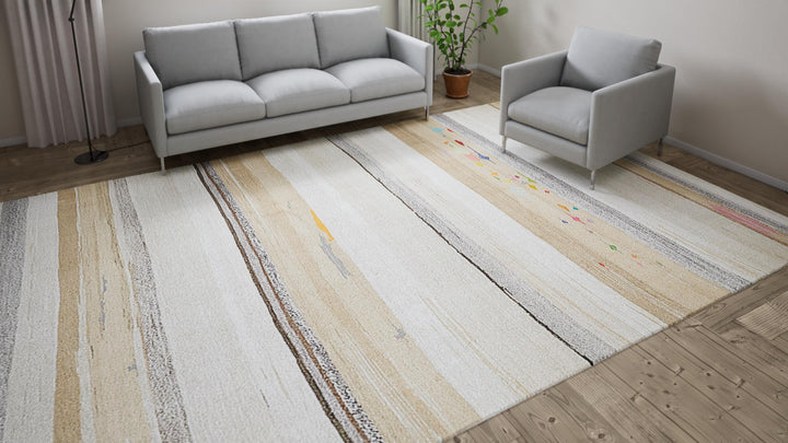 Beige Flatweave Hemp Rug - 9'11" x 14'2"