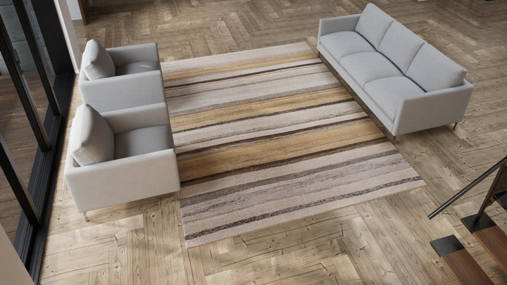 Beige Flatweave Wool Rug - 8'4" x 10'9"