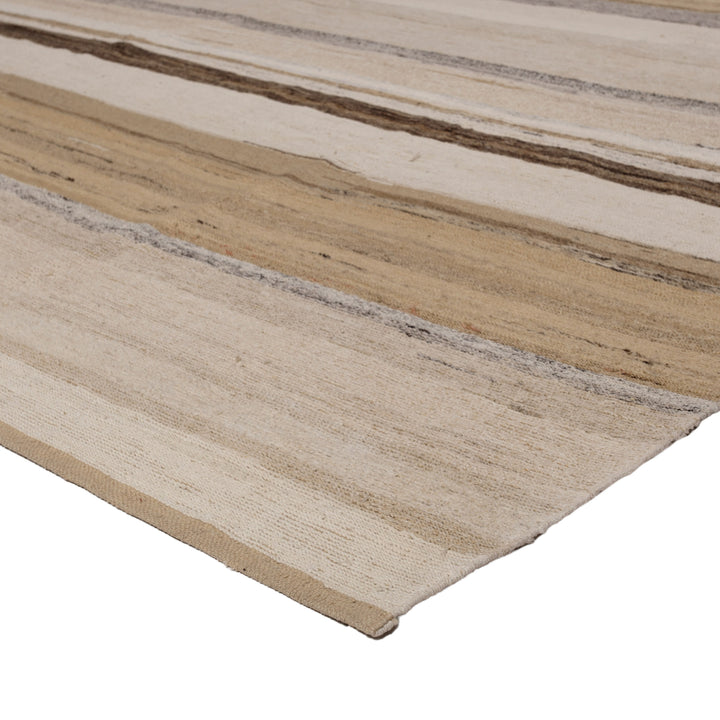 Beige Flatweave Wool Rug - 8'4" x 10'9"