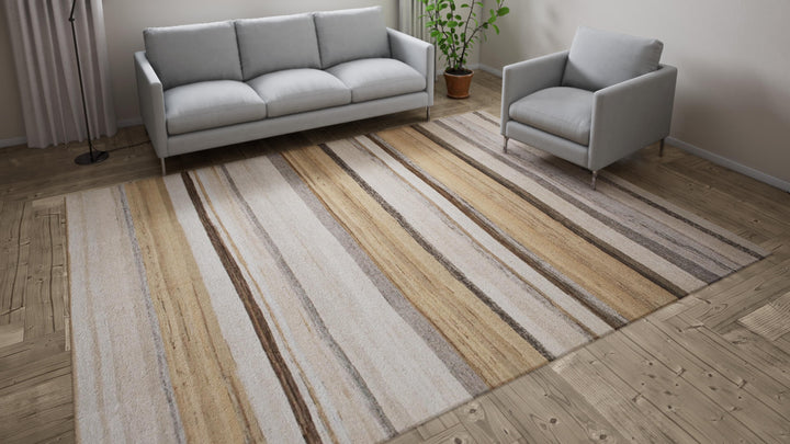 Beige Flatweave Wool Rug - 8'4" x 10'9"
