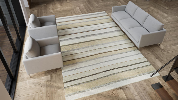 Beige Flatweave Wool Rug - 8'8" x 13'5"