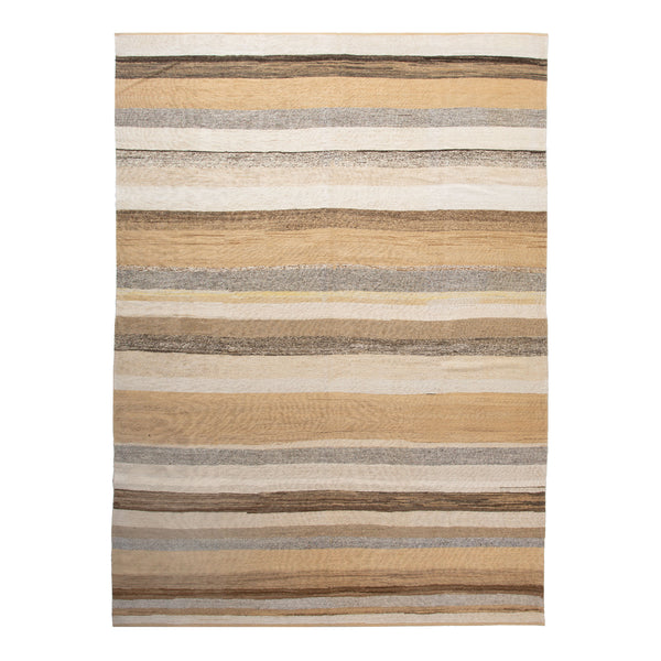 Beige Flatweave Wool Striped Rug - 10' x 13' Default Title
