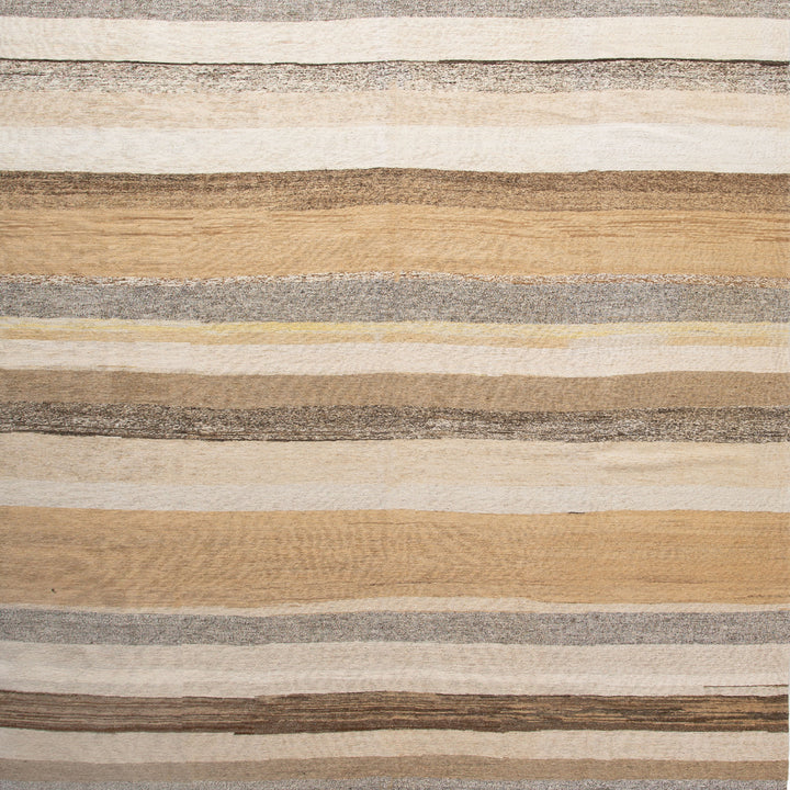 Beige Flatweave Wool Striped Rug - 10' x 13' Default Title