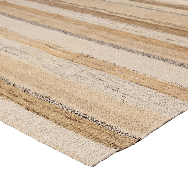 Beige Flatweave Wool Rug - 7'1" x 7'6"