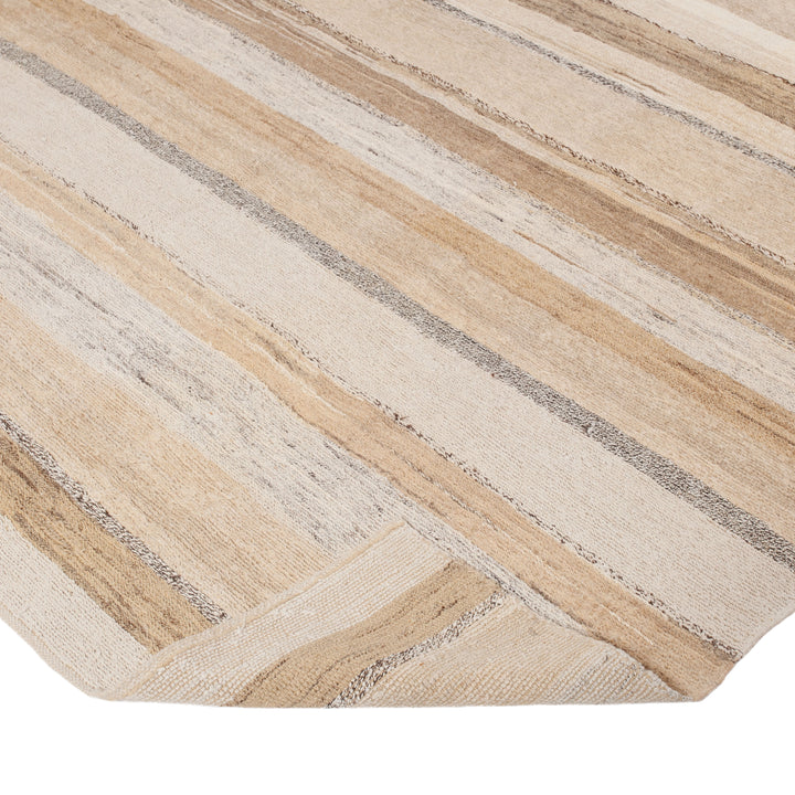 Beige Flatweave Wool Rug - 7'1" x 7'6"