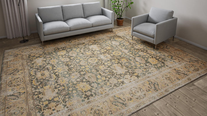 Neutral Traditional Wool Rug - 9'7" x 12'8"