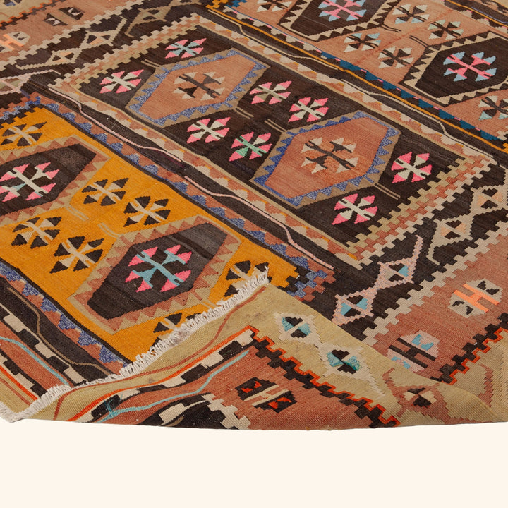 Multi Vintage Flatweave Wool Rug - 5'1" x 12'8"