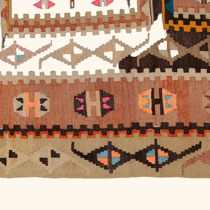 Multi Vintage Flatweave Wool Rug - 5'1" x 12'8"
