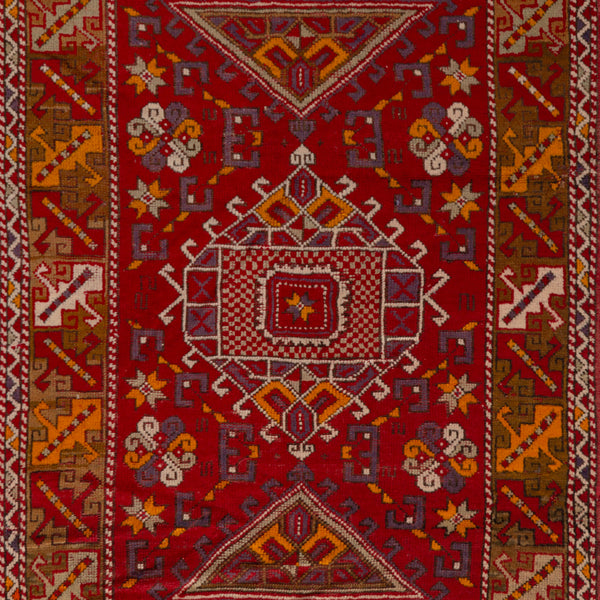 Red Vintage Traditional Wool Rug - 4' x 5'7"