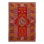 Red Vintage Traditional Wool Rug - 3'11" x 5'6"