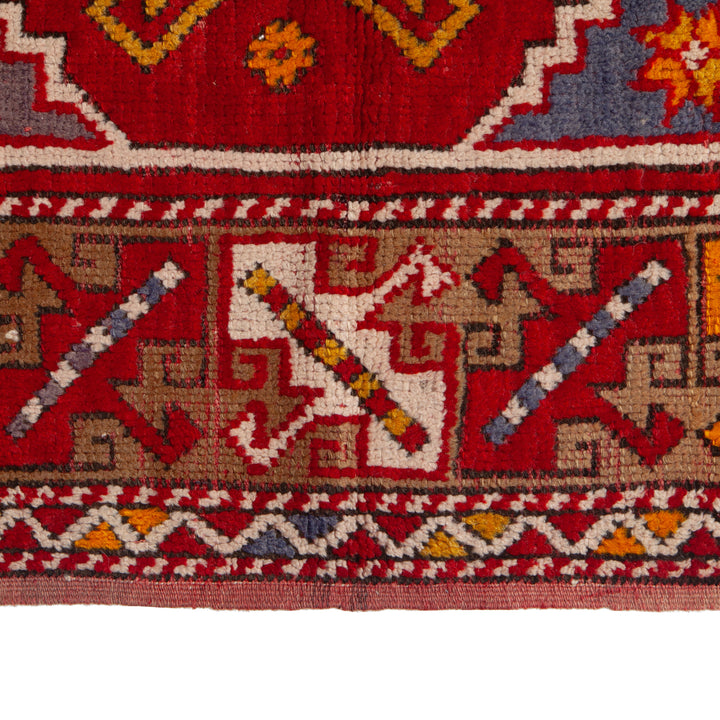 Red Vintage Traditional Wool Rug - 3'11" x 5'6"