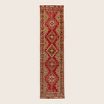 Red Vintage Traditional Wool Runner - 3'5" x 12'11"