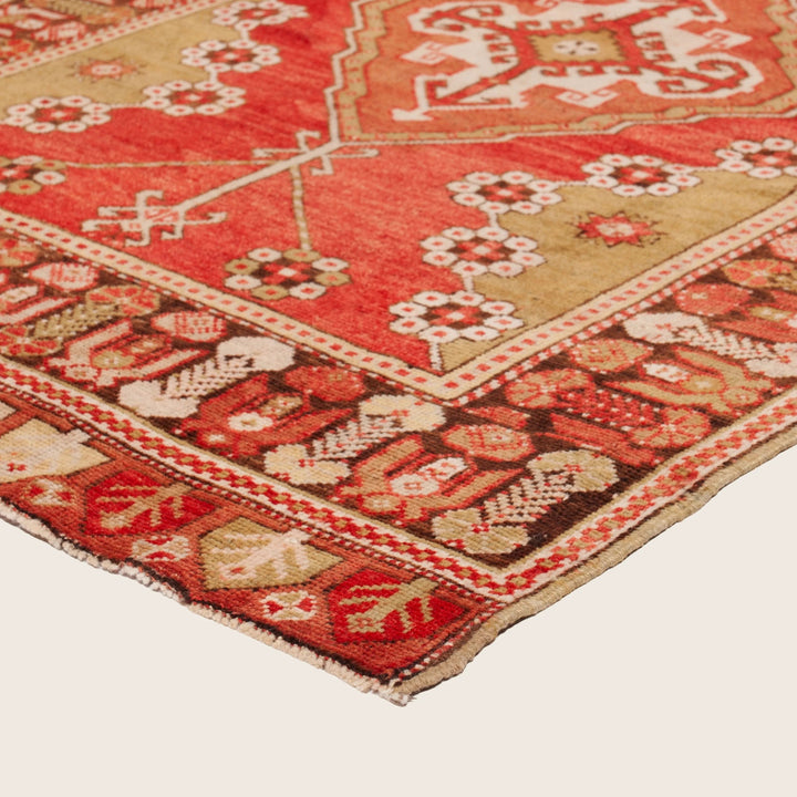 Red Vintage Traditional Wool Runner - 3'5" x 12'11"