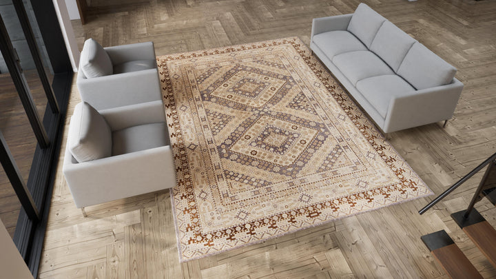 Beige Vintage Khotan Rug - 8'8" x 12'2"