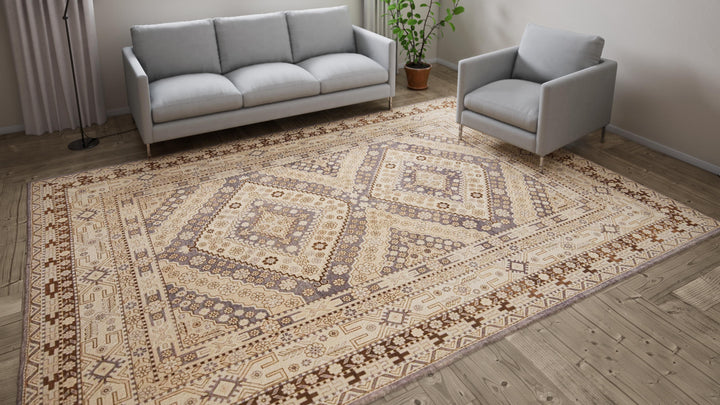 Beige Vintage Khotan Rug - 8'8" x 12'2"
