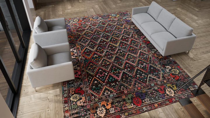 Multicolored Vintage Traditional Wool Rug - 10'7" x 14'9"