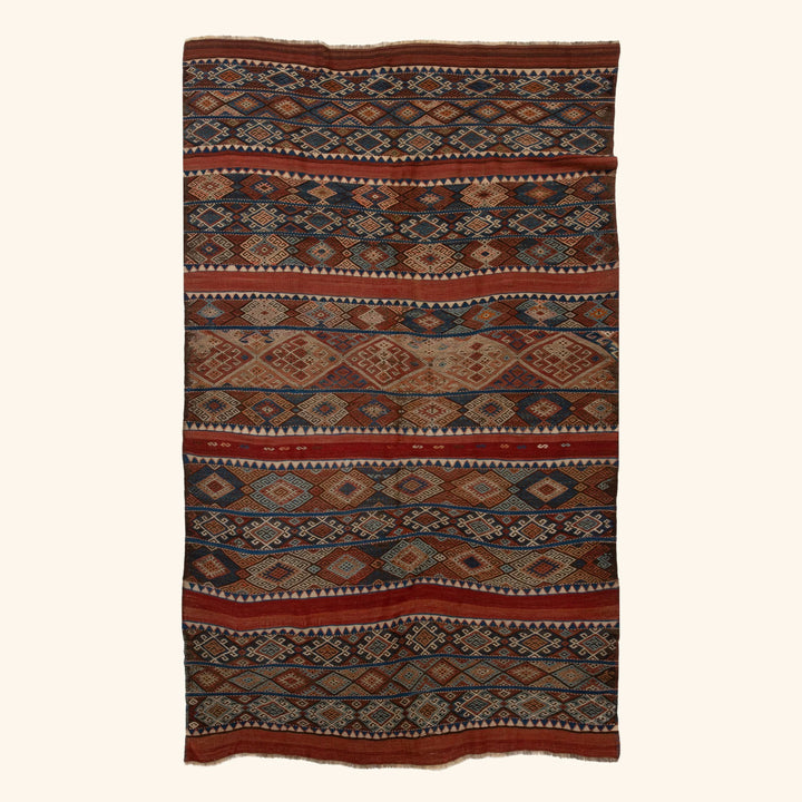 Multi Vintage Flatweave Wool Rug - 5'5" x 9'3" Default Title