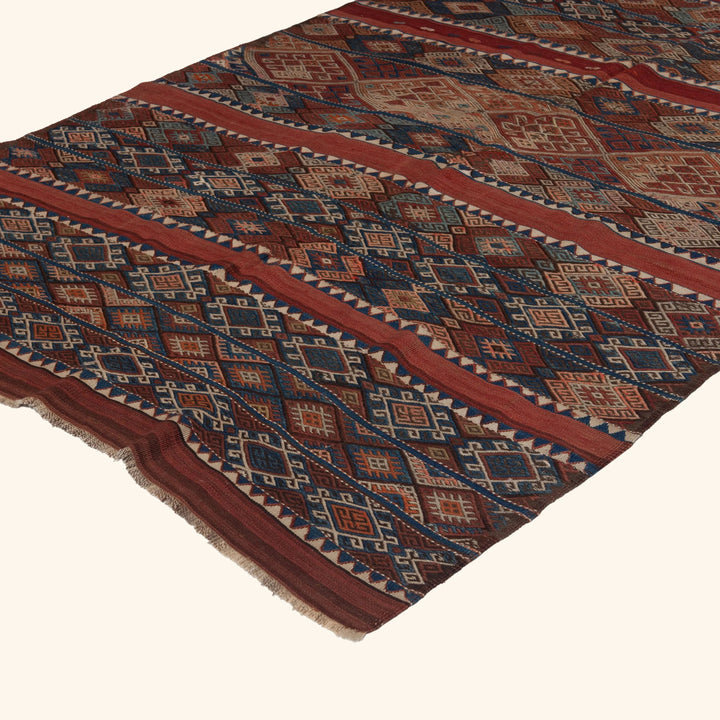 Multi Vintage Flatweave Wool Rug - 5'5" x 9'3" Default Title