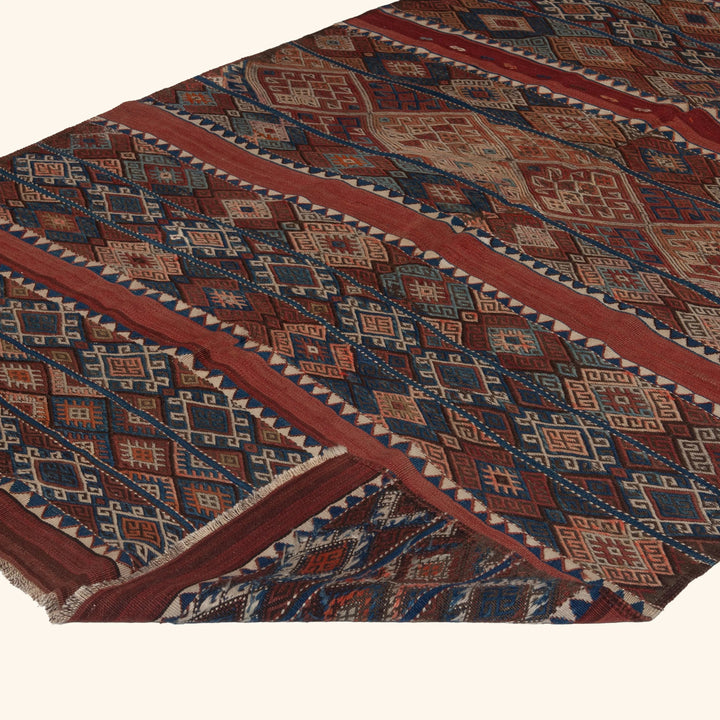 Multi Vintage Flatweave Wool Rug - 5'5" x 9'3" Default Title
