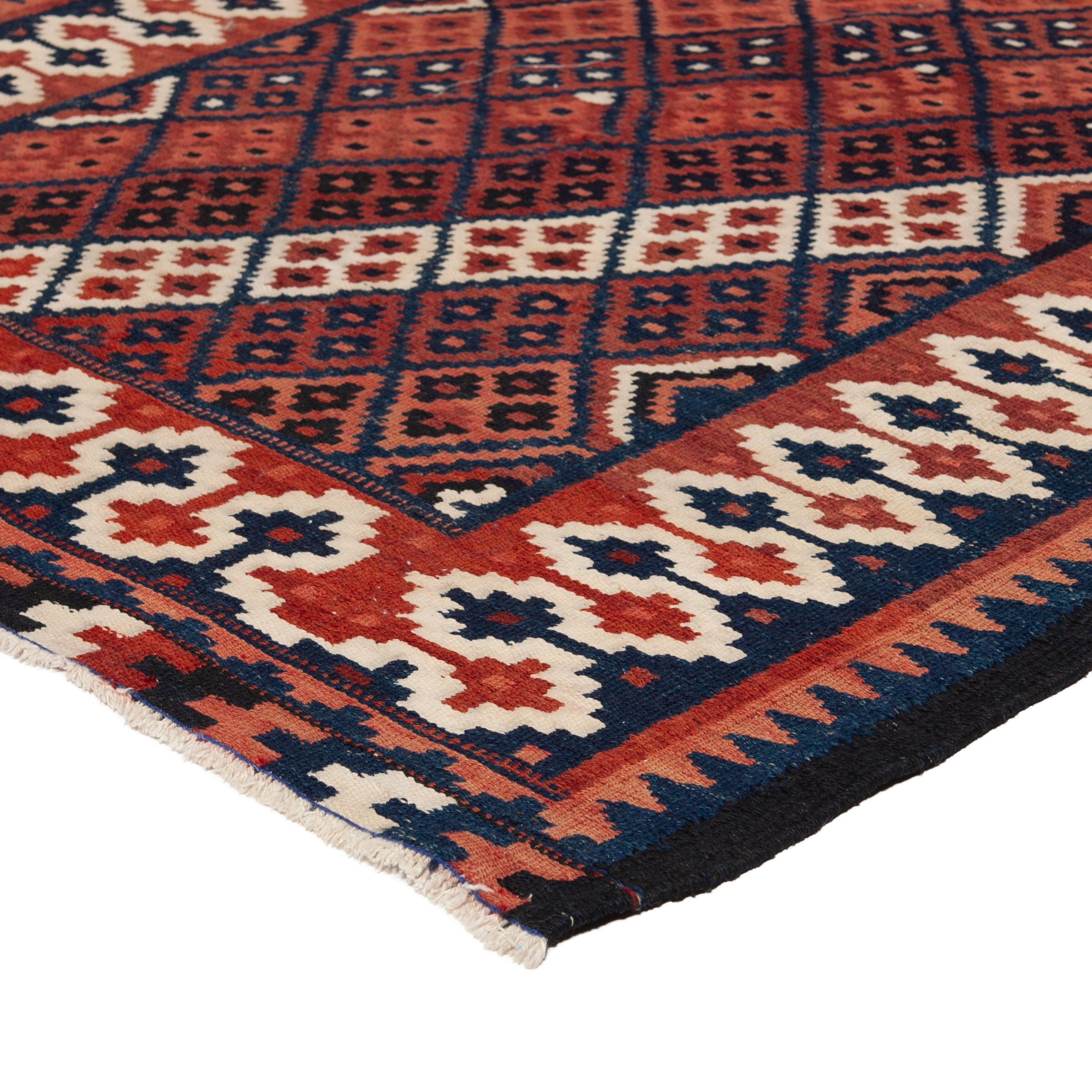 Orange Vintage Flatweave Anatolian Wool Kilim - 4' x 12'