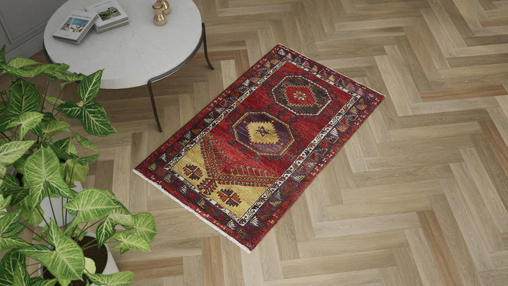 Red Vintage Kazak Wool Rug - 3'5" x 5'5"