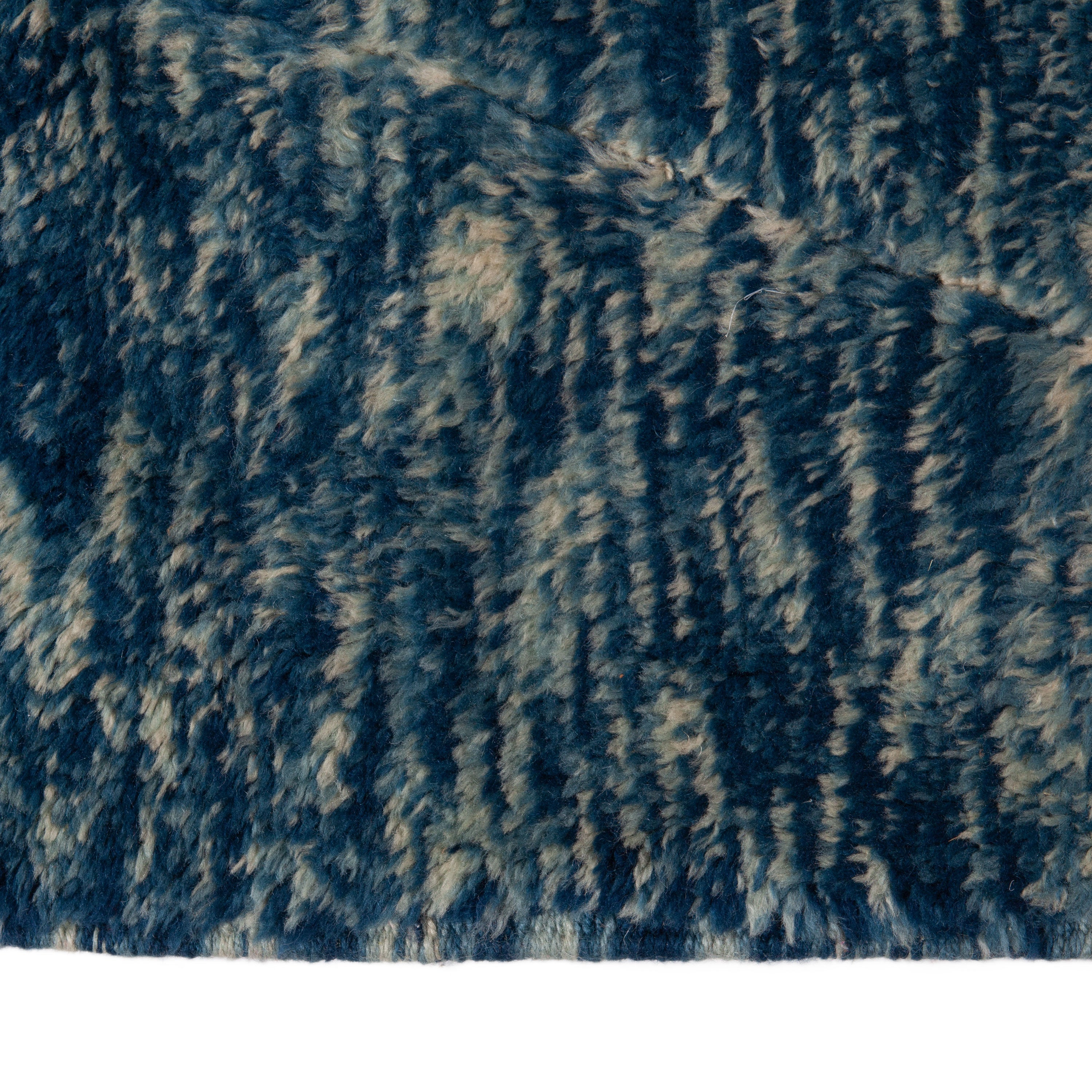 Blue Moroccan Wool Runner - 3'07" x 14'9"