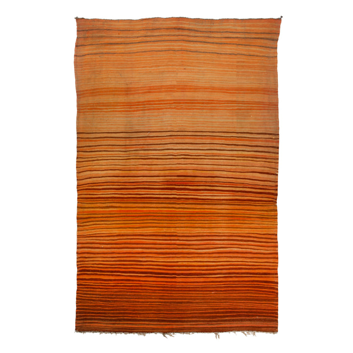 Orange Flatweave Wool Rug - 4'4" x 8'4"