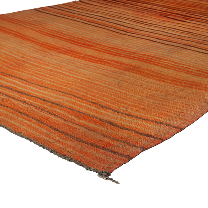 Orange Flatweave Wool Rug - 4'4" x 8'4"