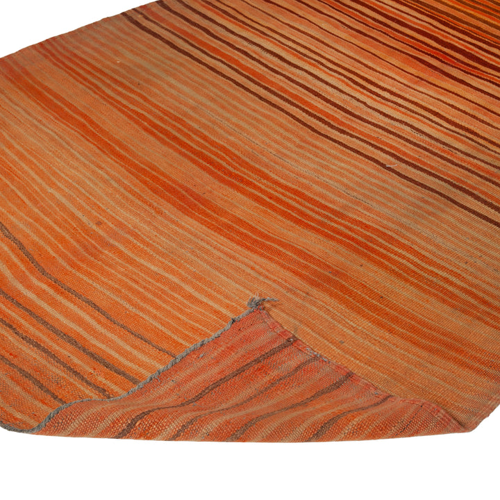 Orange Flatweave Wool Rug - 4'4" x 8'4"