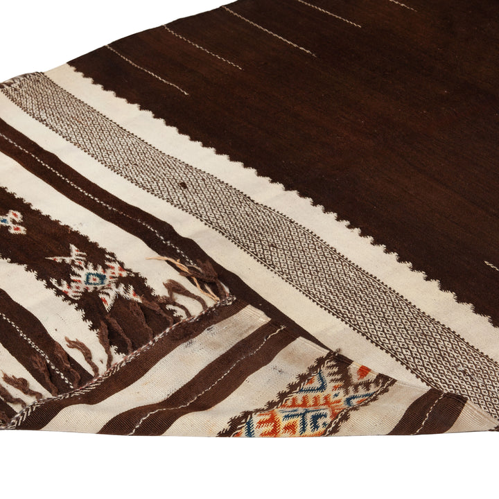 Brown Vintage Flatweave Wool Rug - 4'7" x 10'6"