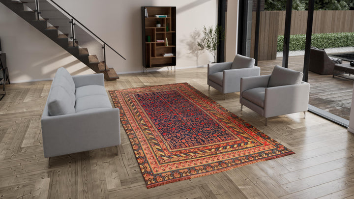 Red Vintage Traditional Anatolian Wool Rug - 7'8" x 13'