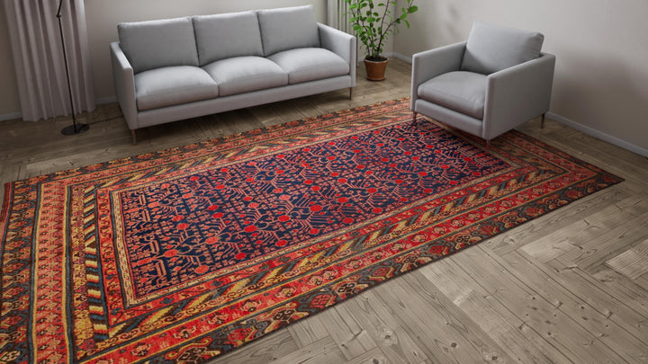 Red Vintage Traditional Anatolian Wool Rug - 7'8" x 13'