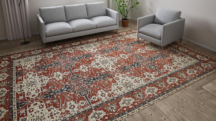 Red Traditional Wool Rug - 9'10" x 14'2"