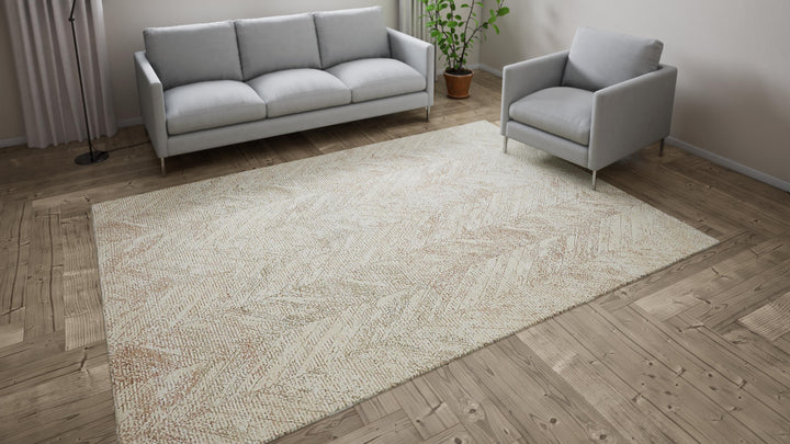 Beige Transitional Wool + Silk Rug - 7'1" x 10'1"