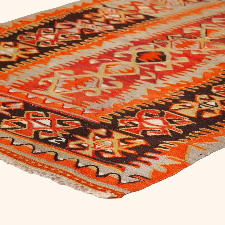 Vintage Anatolian Wool Flatweave Rug - 3'3" x 4'4"