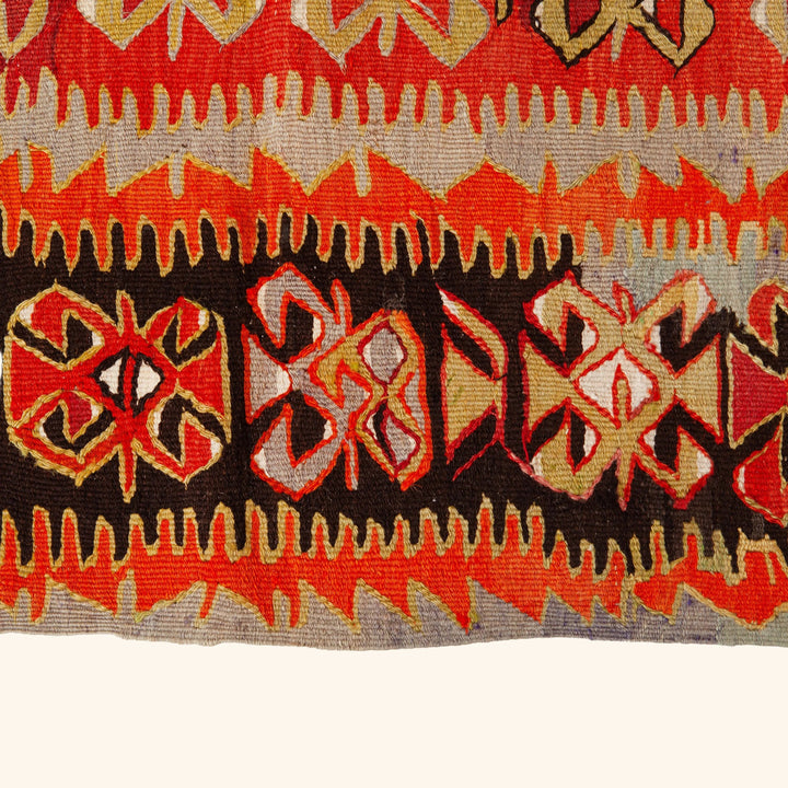 Vintage Anatolian Wool Flatweave Rug - 3'3" x 4'4"
