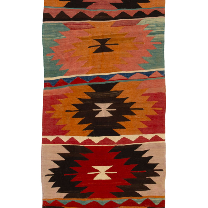 Multi Vintage Flatweave Wool Runner - 2'3" x 12'