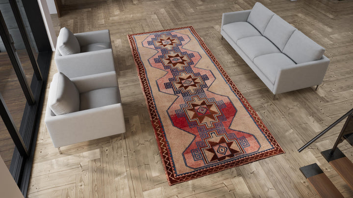 Pink Vintage Wool Runner - 5'6" x 13'