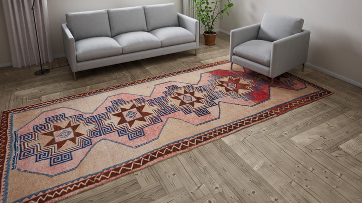 Pink Vintage Wool Runner - 5'6" x 13'