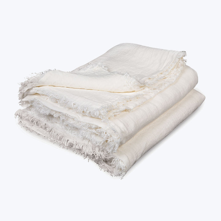 Washed Linen Throw Ecru