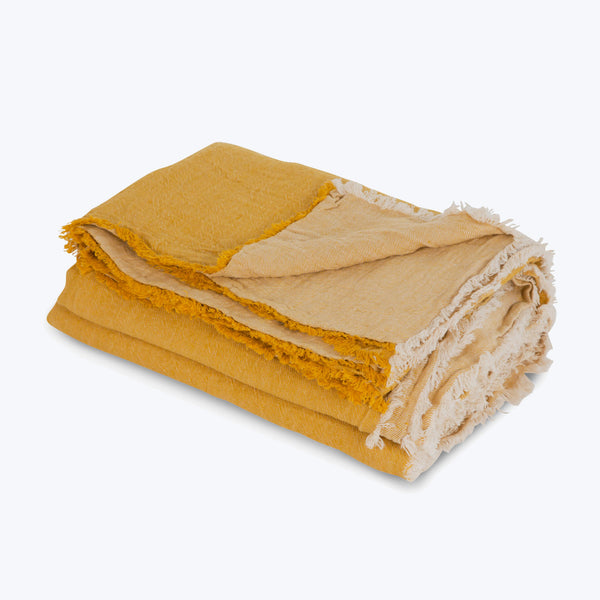 Washed Linen Throw Ochre