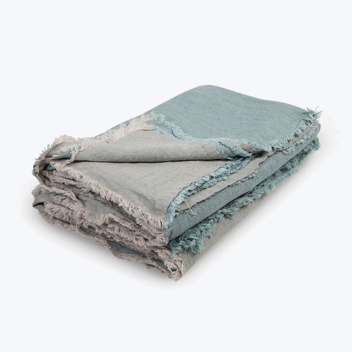Washed Linen Throw Aqua