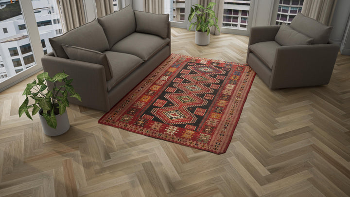 Red Vintage Flatweave Wool Kilim - 6' x 9'6"
