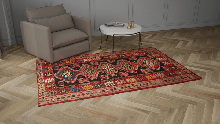 Red Vintage Flatweave Wool Kilim - 6' x 9'6"