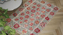 Red and Blue Vintage Traditional Flatweave Wool Rug - 5' x 7'1"
