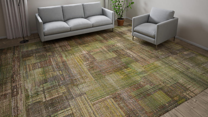 Green Modern Wool Rug - 11' x 14'7"